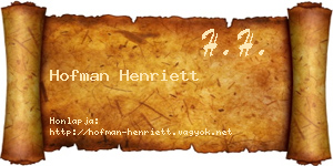 Hofman Henriett névjegykártya